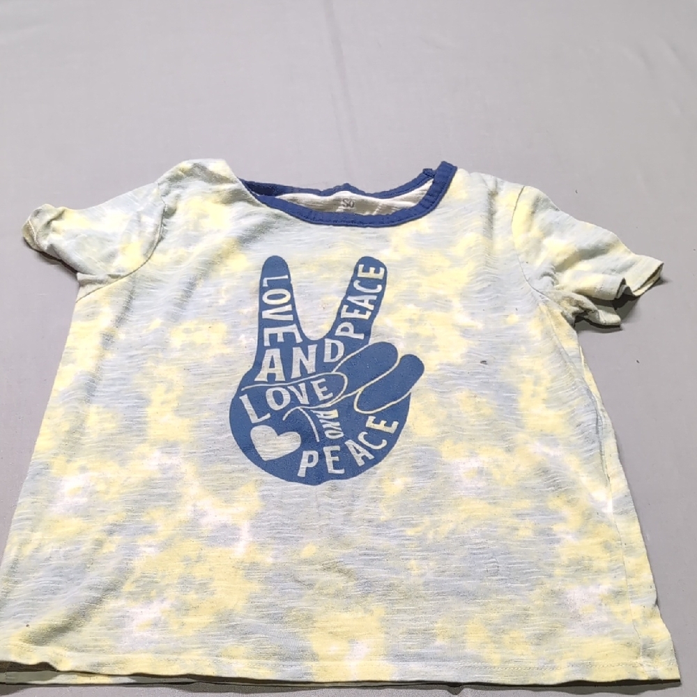 Kids Peace Sign T-Shirt - Blue and Yellow